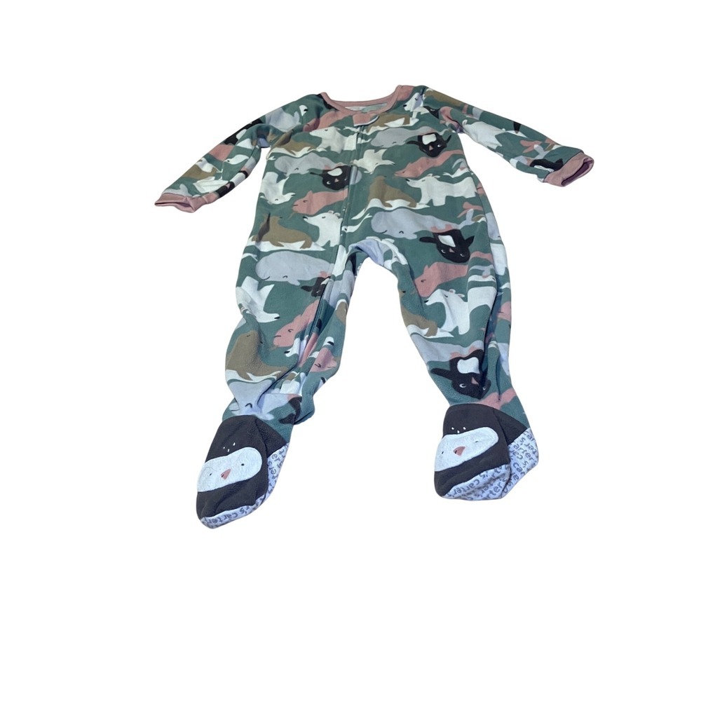 Carter's Footed Pajamas Kids Size 4T Arctic Animals Print Fleece Sleepwear